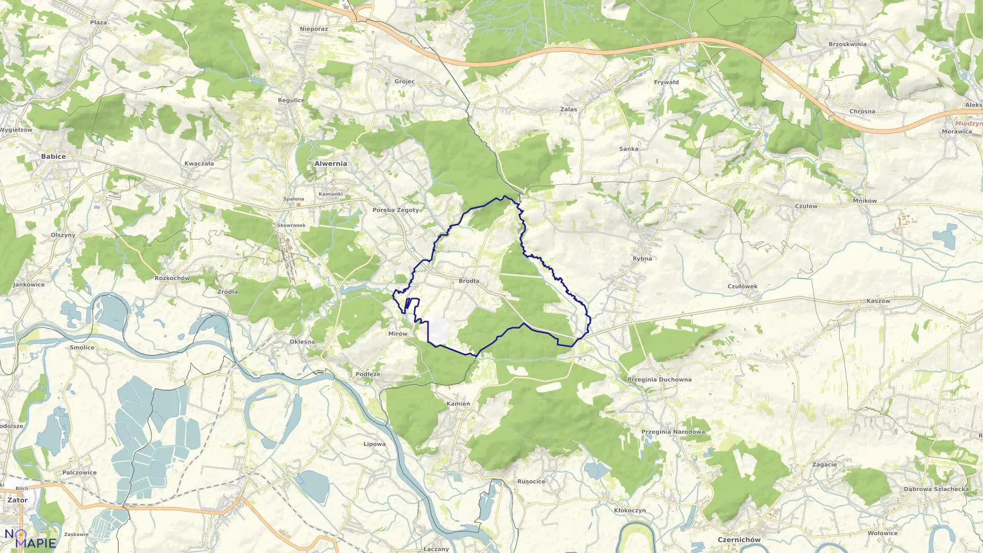 Mapa obrębu Brodła w gminie Alwernia