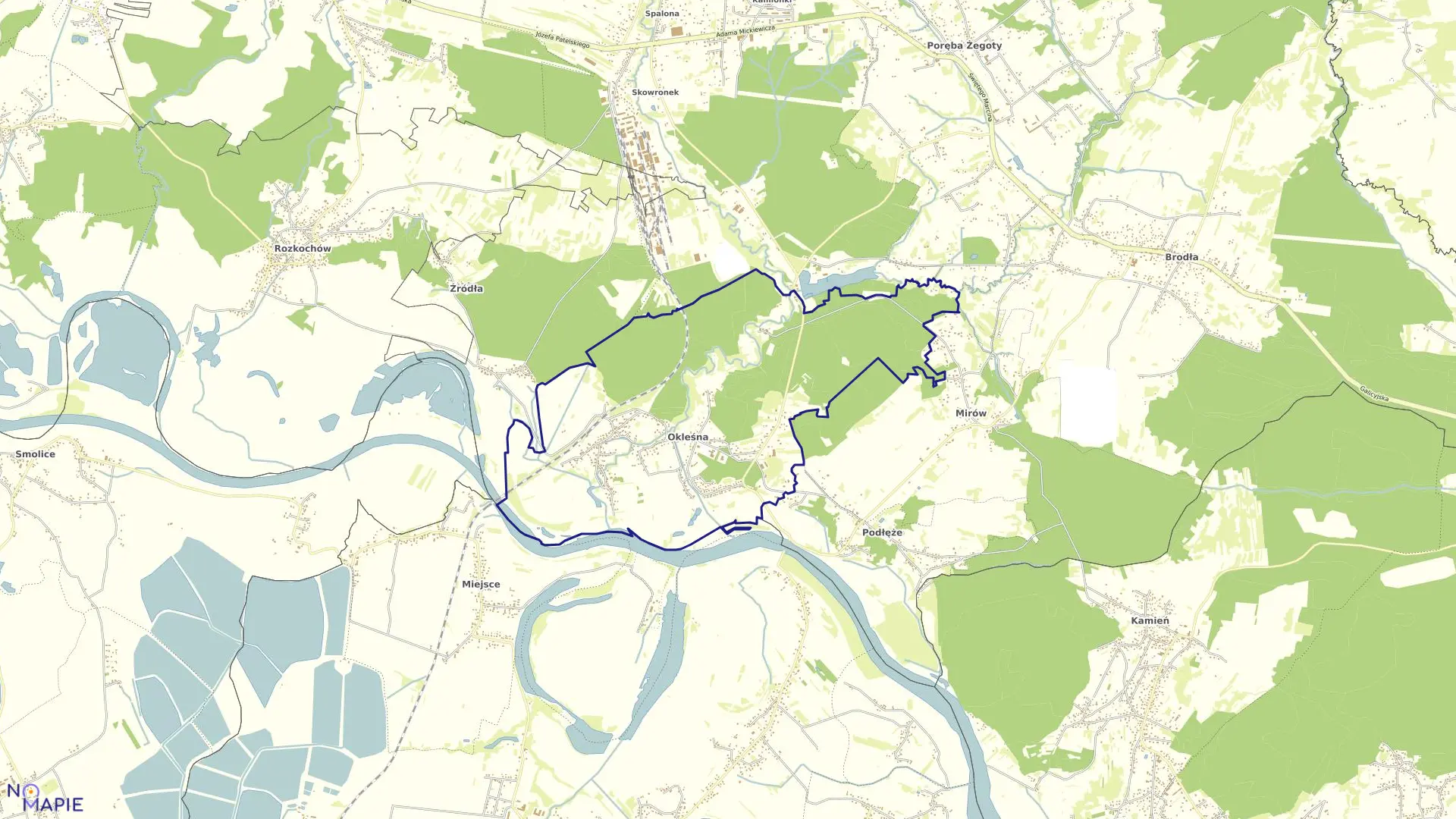 Mapa obrębu Okleśna w gminie Alwernia